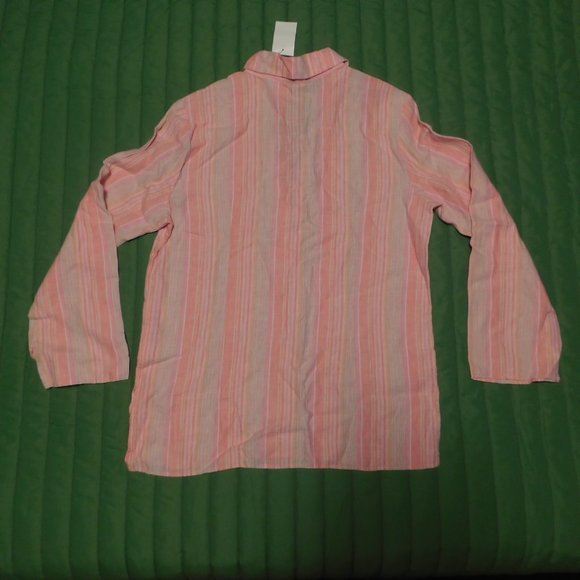 JCPENNY 100% Linen Pink Stripe Tunic L VINTAGE - Picture 6 of 7